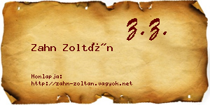 Zahn Zoltán névjegykártya